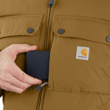 Carhartt 105474 Loose Fit Midweight Insulated Jakke nærbillede med logo
