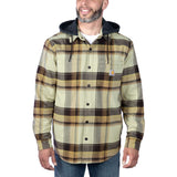 Carhartt 105938 Fleece Lined Plaidskjortejakke nærbillede med logo