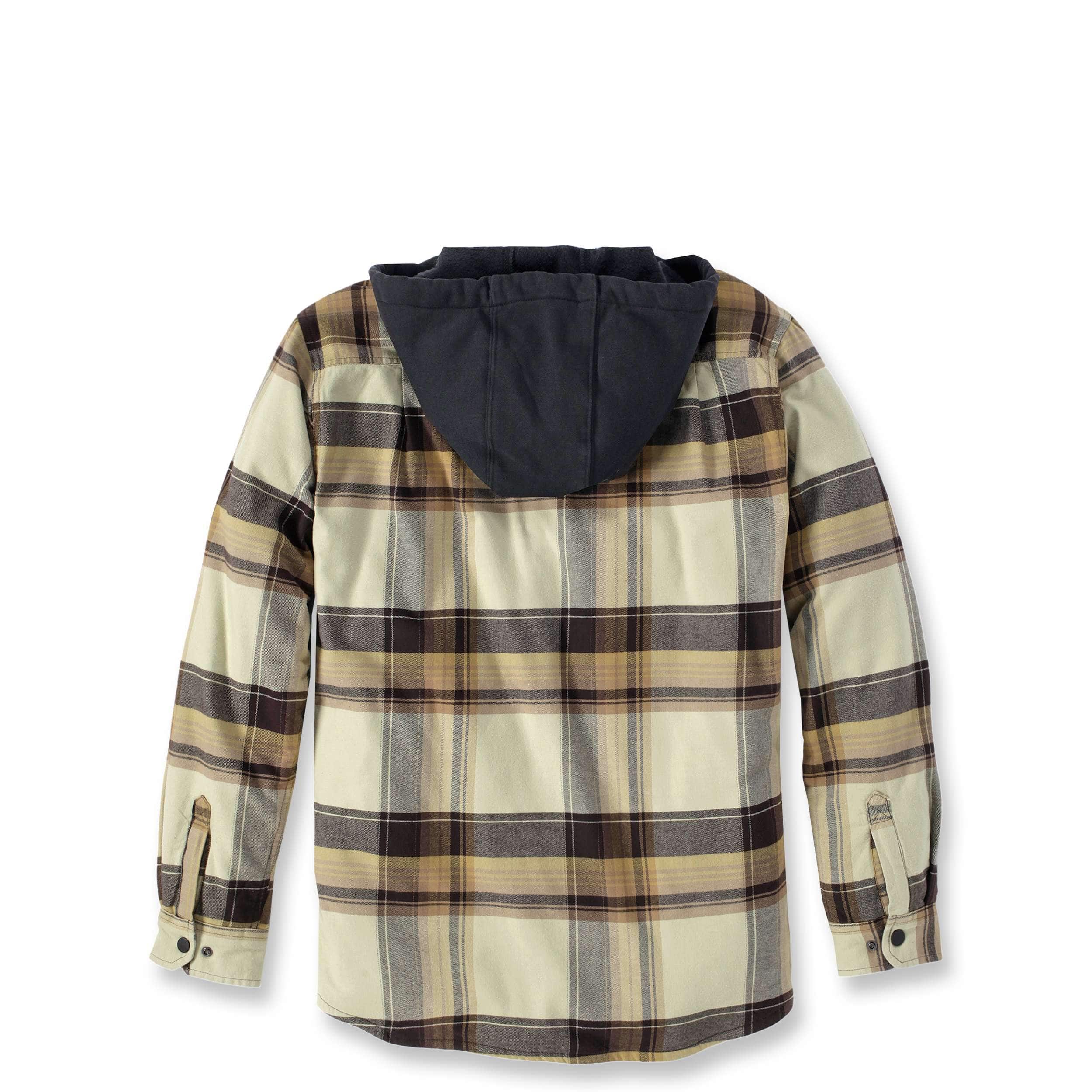Carhartt 105938 Fleece Lined Plaidskjortejakke detalje med firmalogo