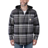 Carhartt 105938 Fleece Lined Plaidskjortejakke nærbillede med tryk