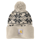 Carhartt 106647 (Women) Knit Pom Jacquard Beanie Dame med tryk eller logo – arbejdstøj og firmatøj