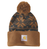 Carhartt 106647 (Women) Knit Pom Jacquard Beanie Dame produktbillede med logo