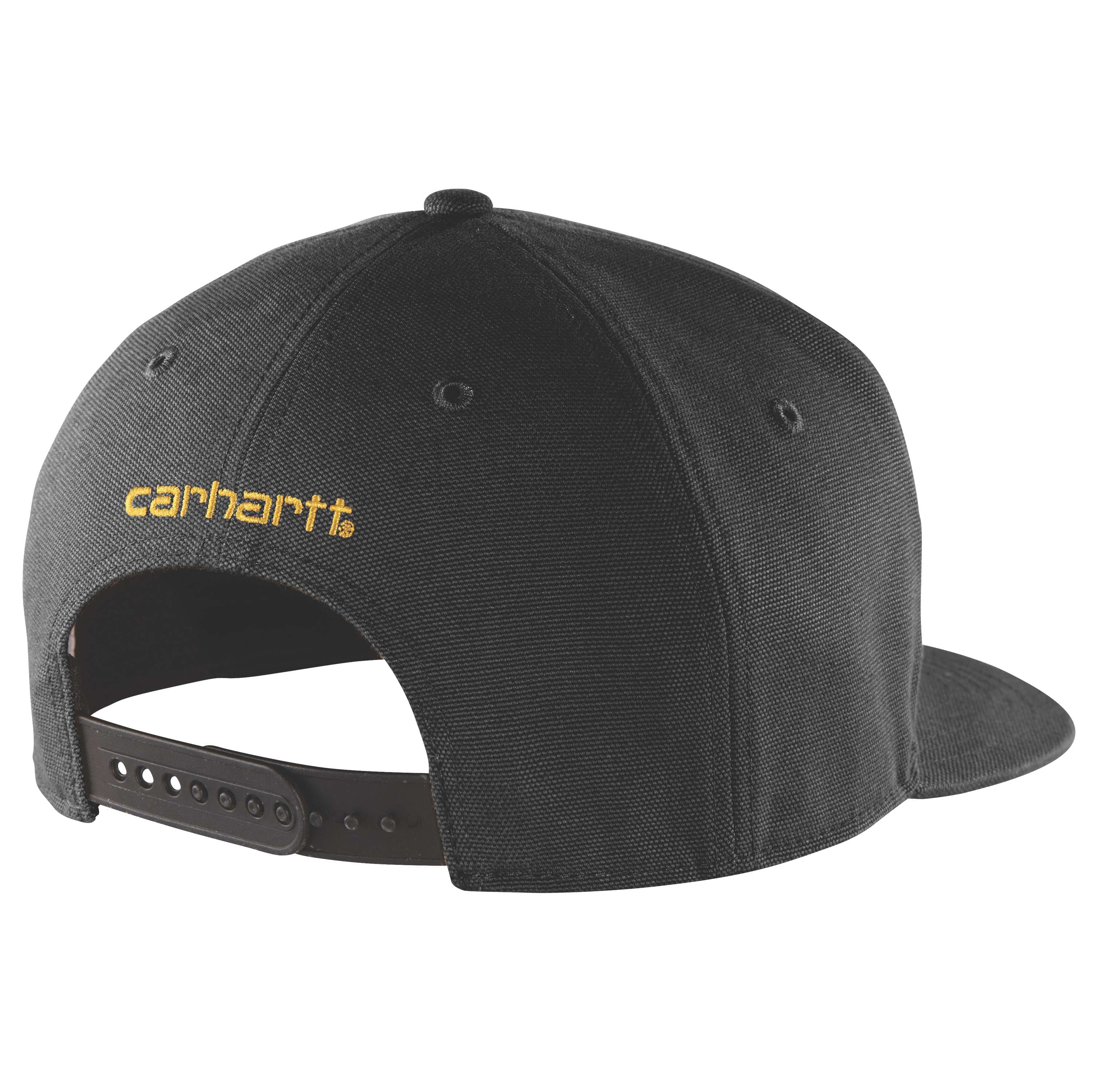 Carhartt 106665 Firm Duck Flat Brim Cap produktbillede med logo