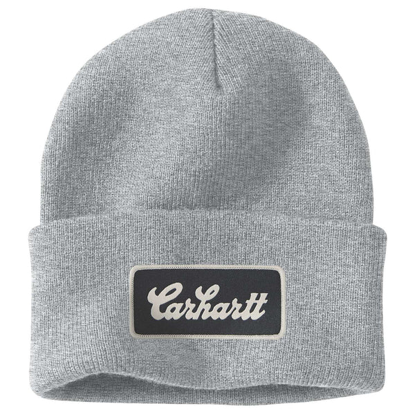 Carhartt 107007 Knit Cuffed Script Patch Beanie med tryk eller logo – arbejdstøj og firmatøj