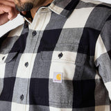 Carhartt 107013 Long-Sleeve Plaid Skjorte materiale med firmalogo