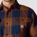Carhartt 107013 Long-Sleeve Plaid Skjorte nærbillede med tryk