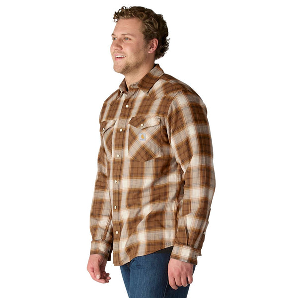 Carhartt 107016 Snap-Front Plaid Skjorte med tryk eller logo – arbejdstøj og firmatøj