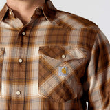Carhartt 107016 Snap-Front Plaid Skjorte materiale med firmalogo