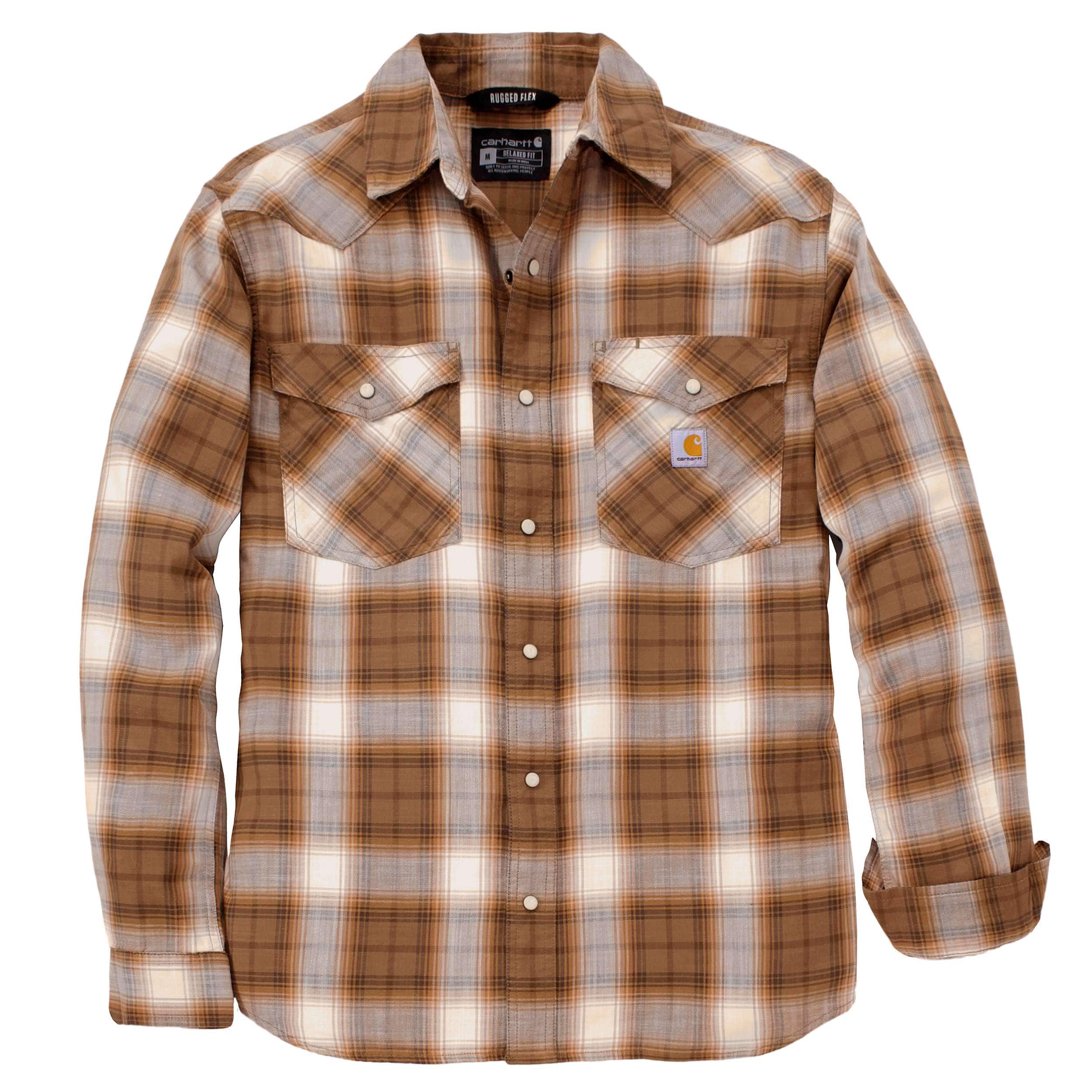Carhartt 107016 Snap-Front Plaid Skjorte produktfoto med tryk