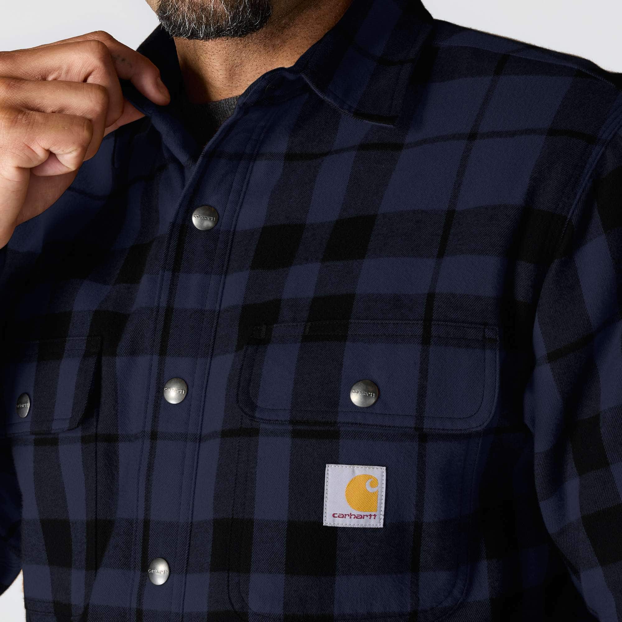 Carhartt 107017 Flannel Sherpa-Lined Skjorte Jakke produktfoto med firmalogo