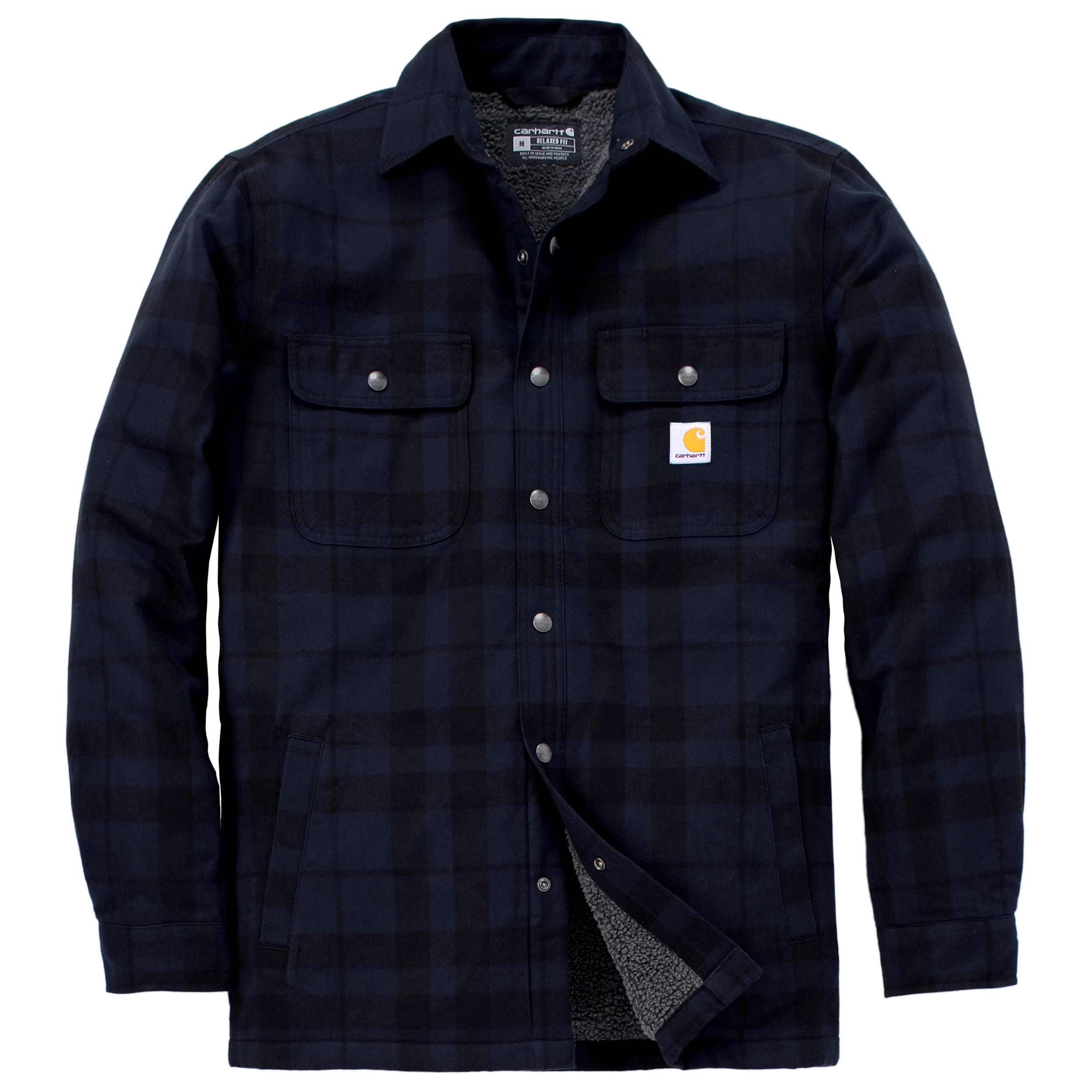 Carhartt 107017 Flannel Sherpa-Lined Skjorte Jakke materiale med logo