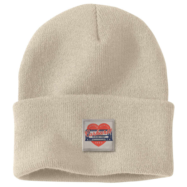 Carhartt 107409 Knit Heart Patch Beanie Dame med tryk eller logo – arbejdstøj og firmatøj