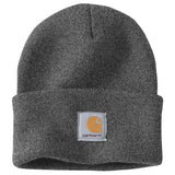 Carhartt A18 Knit Cuffed Beanie nærbillede med logo
