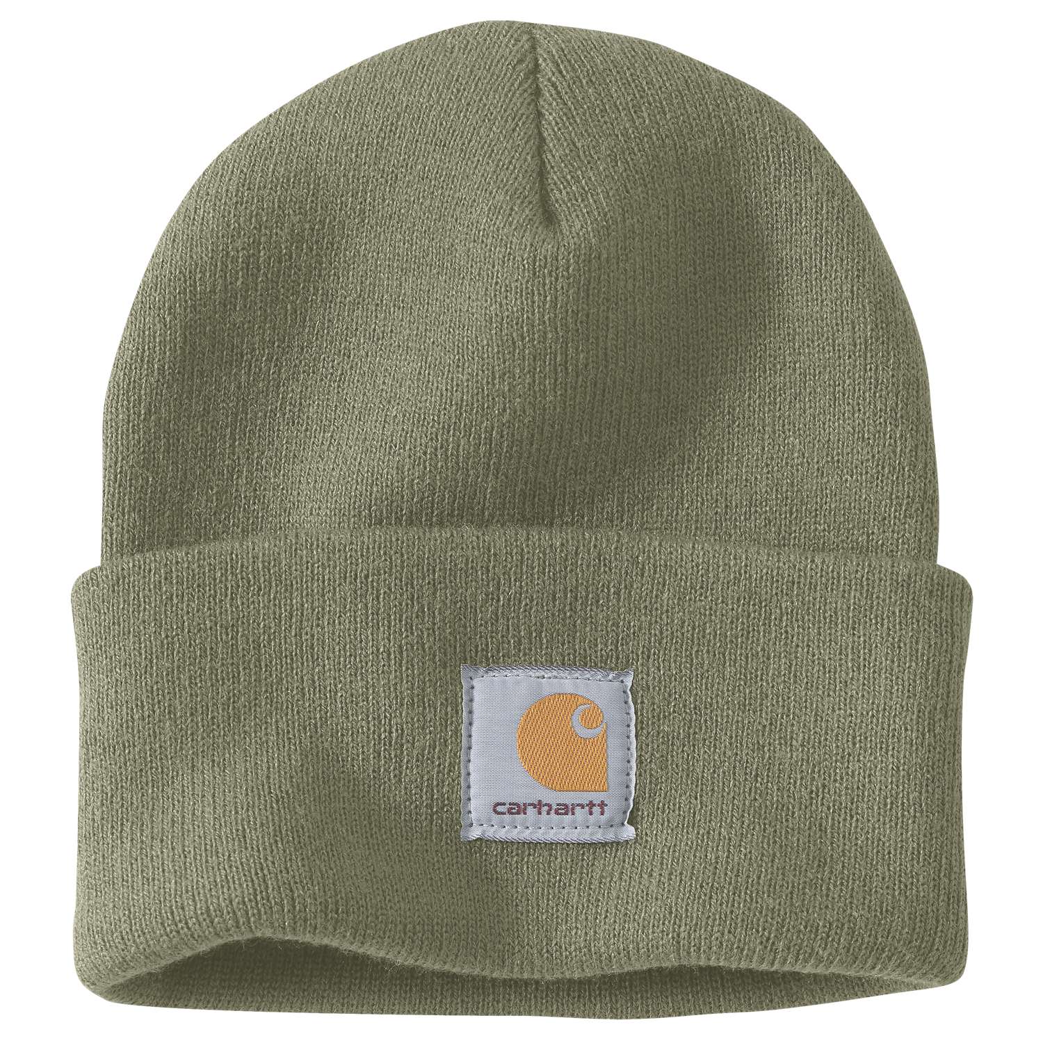 Carhartt A18 Knit Cuffed Beanie produktbillede med firmalogo