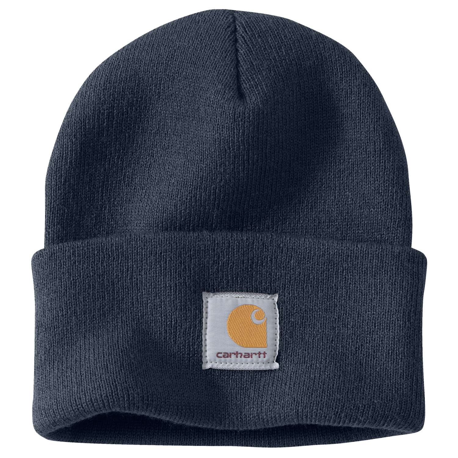 Carhartt A18 Knit Cuffed Beanie nærbillede med tryk