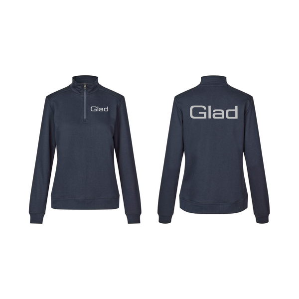 ID 0385 PRO Wear CARE sweat | ubørstet | ¼ zip | dame, navy m. bryst & ryg logo