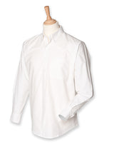 Henbury H510 Men´s Classic Long Sleeved Oxford Shirt, White med tryk eller logo – arbejdstøj og firmatøj