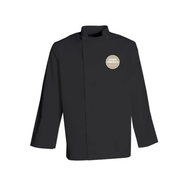 Pizzasmedens NYBO Workwear 501017 Unisex kokkejakke, sort, m/tryk