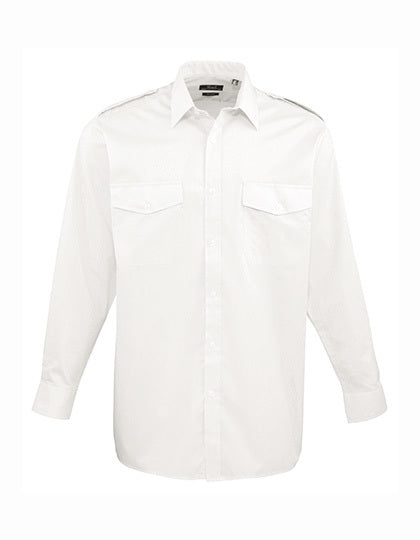 Premier PW210 Pilot Shirt Long Sleeve med tryk eller logo – arbejdstøj og firmatøj