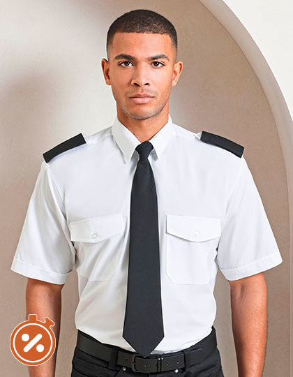 Premier PW212 Pilot Shirt Short Sleeve med tryk eller logo – arbejdstøj og firmatøj