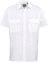 Premier PW212 Pilot Shirt Short Sleeve produktbillede med logo