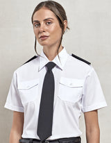 Premier PW312 Pilot Shirt Short Sleeve Dame med tryk eller logo – arbejdstøj og firmatøj