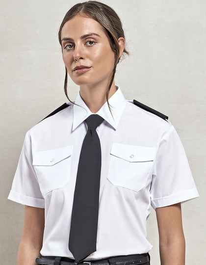Premier PW312 Pilot Shirt Short Sleeve Dame med tryk eller logo – arbejdstøj og firmatøj