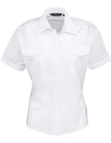 Premier PW312 Pilot Shirt Short Sleeve Dame produktbillede med logo