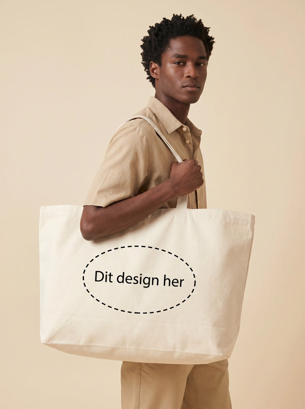 Oversized Heavy Canvas Bag – premium mulepose til merch og logo – Mulepose med logo fra Tojtryk.dk